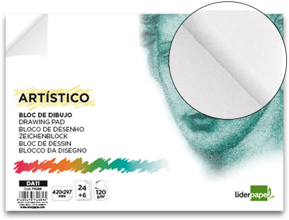 Bloc dibujo Liderpapel Artístico encolado 297x420mm. 30 hojas 120g/m² sin recuadro